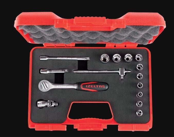 İzeltaş 1/4” Altı Köşe Lokma Anahtar Takımı (15 Parça, Mm)